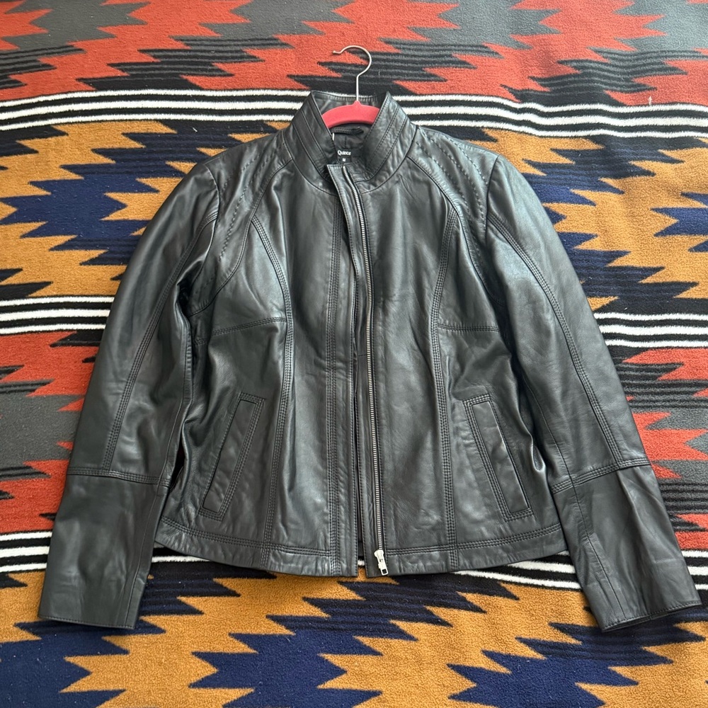 Quince Black Leather Jacket NWT